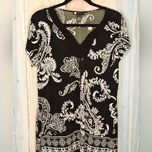 Carole Little Black and White Paisley Women's Top Sz XL NWT